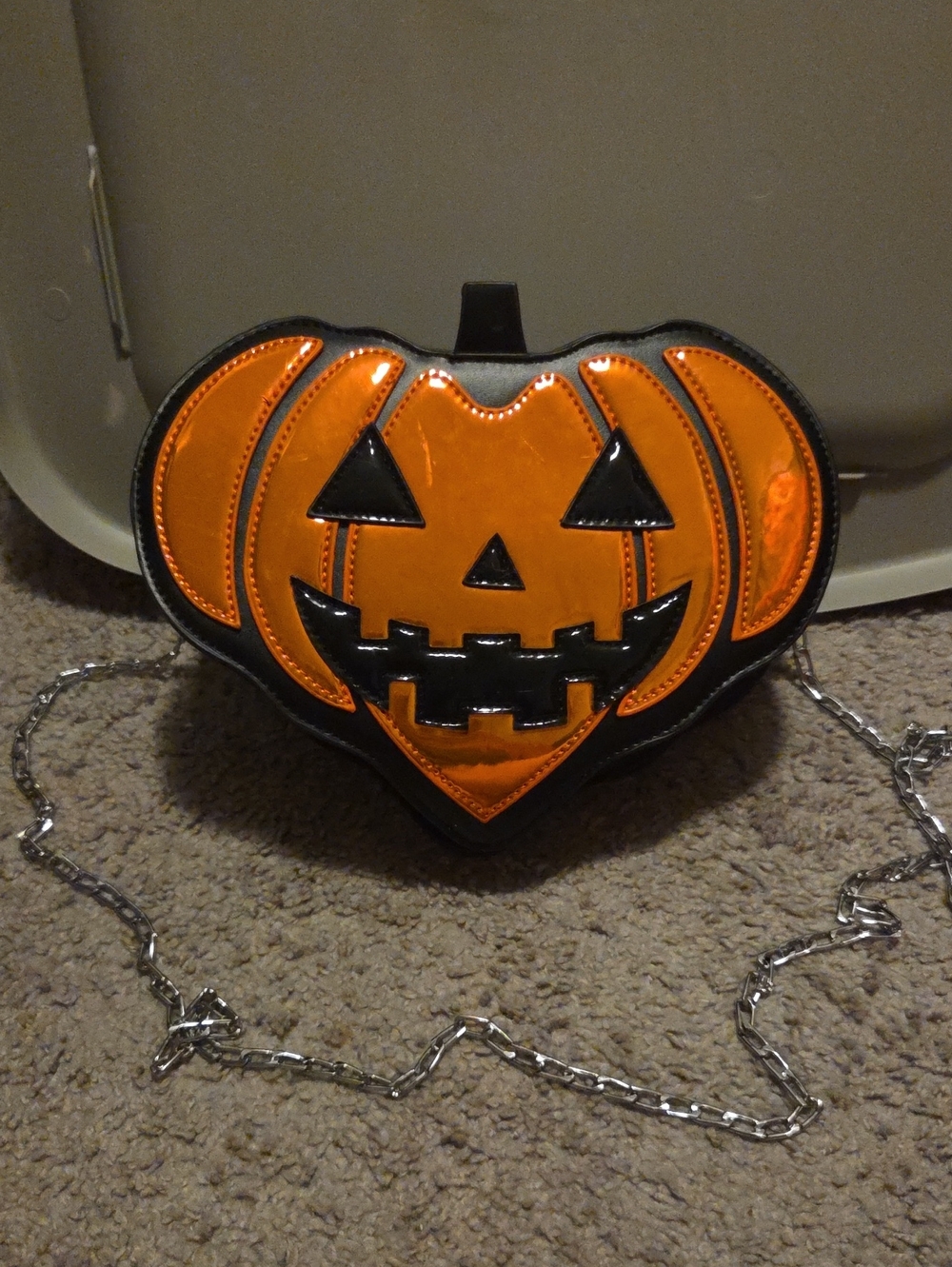 Halloween Pumpkin Shaped Crossbody Bag - Orange Black